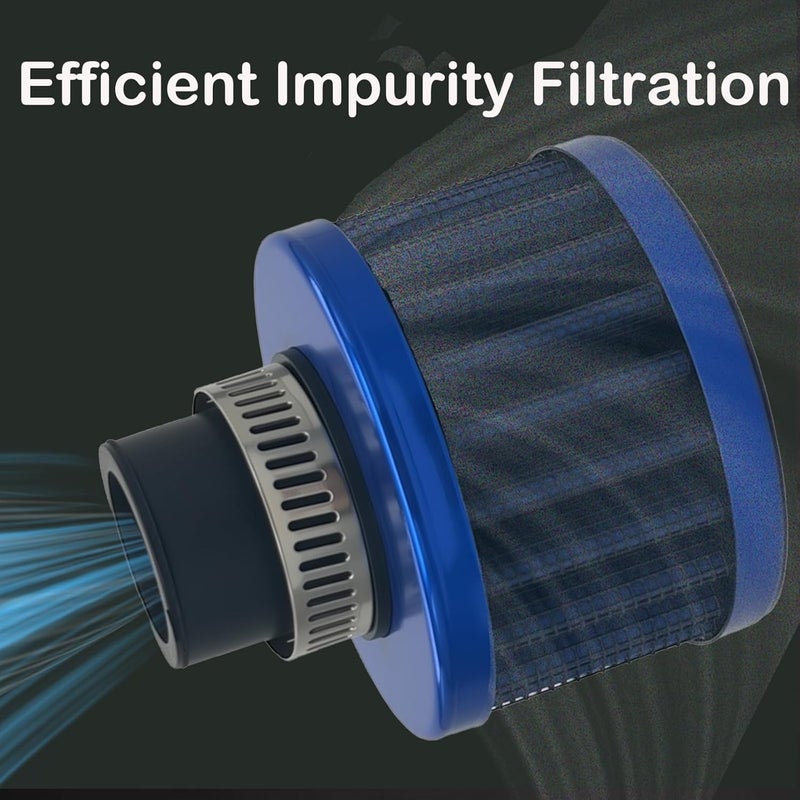 3DSKY 18mm Cold Air Intake Filter, Automotive Cold Air Breather Filter with Adjustable Clamp, Car Valve CoverTurbo Vent Cleaner Accessory, Fits for Car Motorcycle (Blue) - Image 2